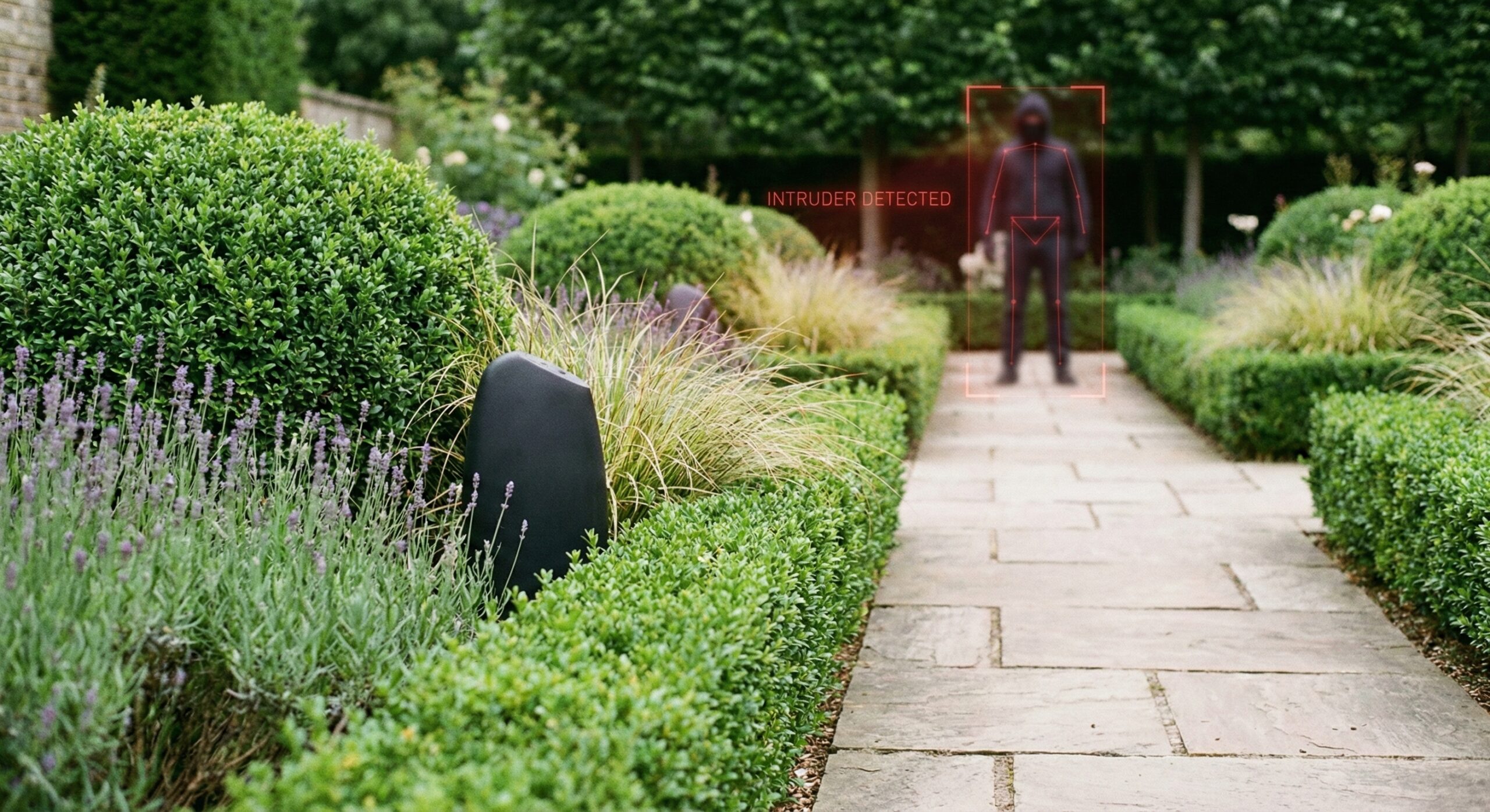 Sensores ocultos en jardín perimetral